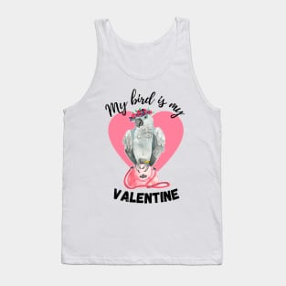 My Bird is My Valentine - Congo African Grey Watercolor Tank Top